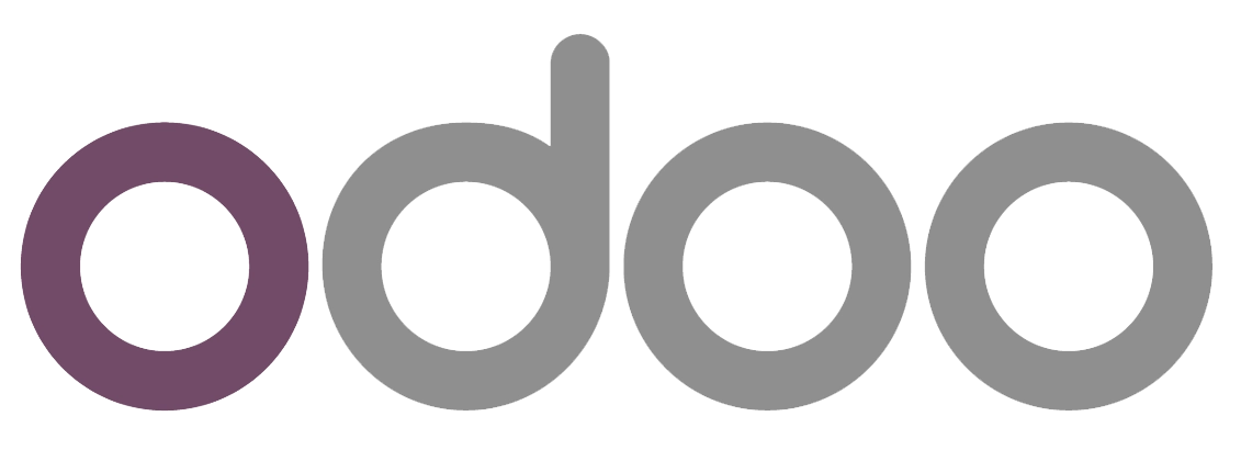 Odoo logo featuring the word "odoo" in lowercase, with the first "o" in purple and the rest in gray.